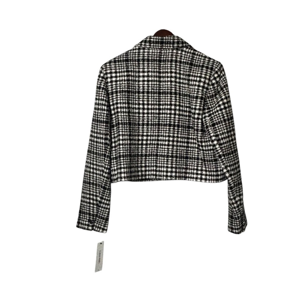 Calvin Klein Women's Plaid Tweed Cropped Blazer Size 16 - Picture 5 of 10